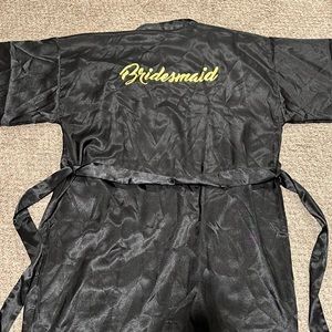 Black satin Bridesmaid robe.